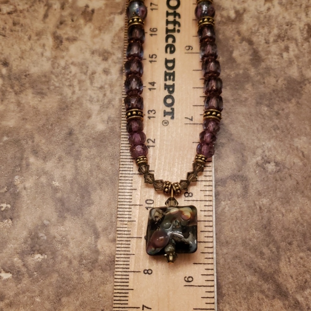 Purple lampwork necklace set - Picture 7 of 8